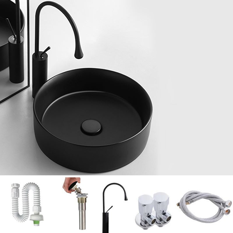 Bathroom Sink Oval Ceramic Basin Bathroom Sink with Drain Assembly