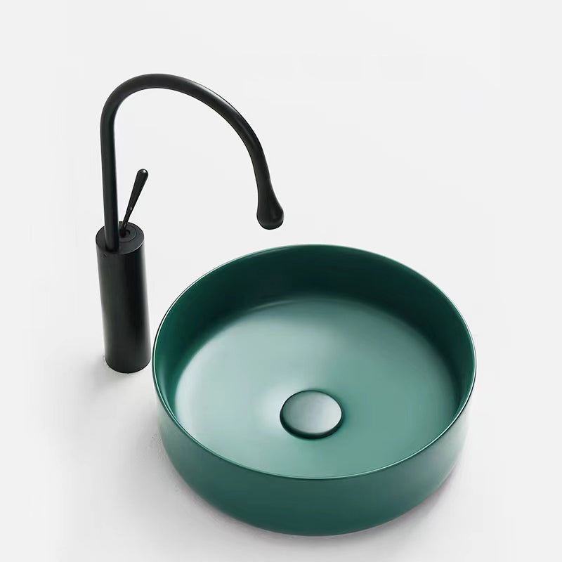 Bathroom Sink Oval Ceramic Basin Bathroom Sink with Drain Assembly