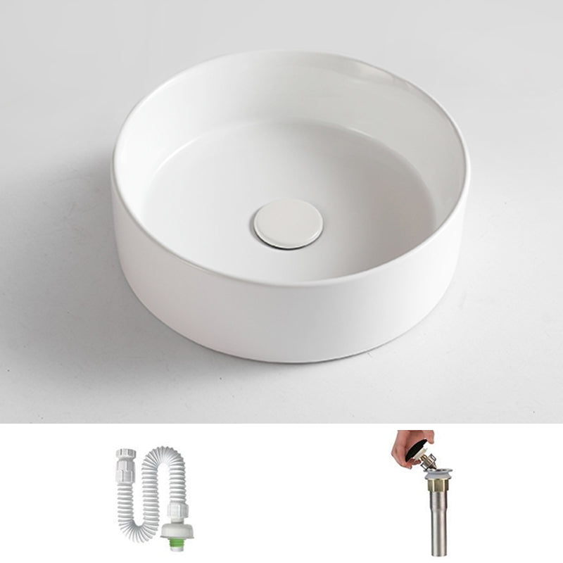 Bathroom Sink Oval Ceramic Basin Bathroom Sink with Drain Assembly