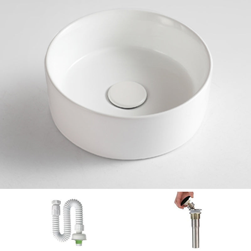 Bathroom Sink Oval Ceramic Basin Bathroom Sink with Drain Assembly
