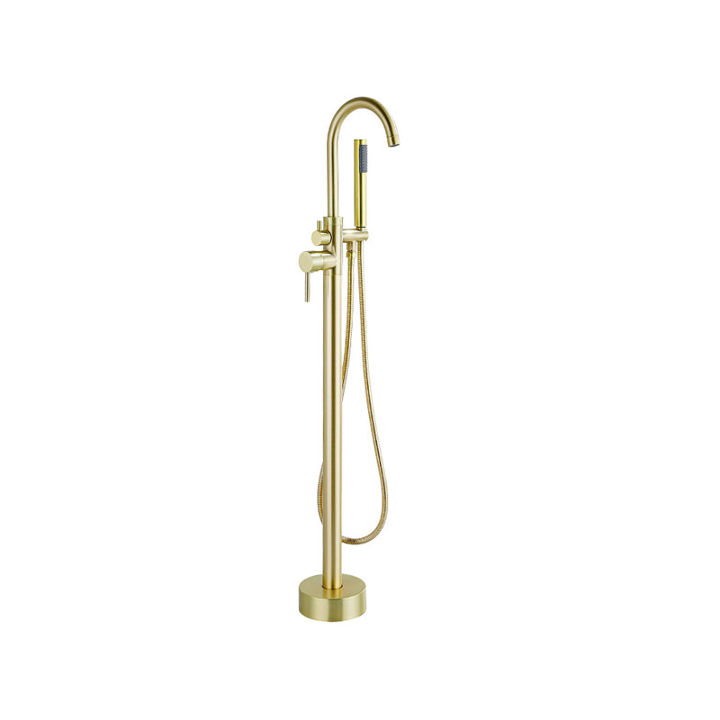 Contemporary Gold Bath Faucet Floor Mounted Full Copper High Arc Tub Faucet Trim