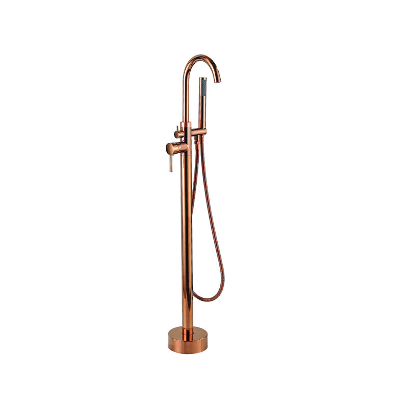Contemporary Gold Bath Faucet Floor Mounted Full Copper High Arc Tub Faucet Trim