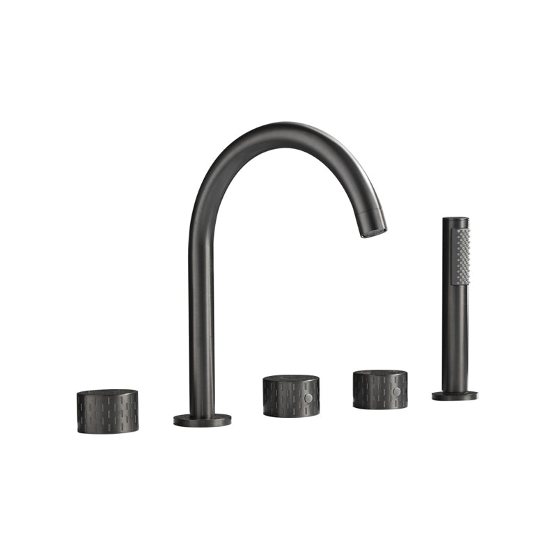 Contemporary Deck Mounted Copper Tub Faucet Low Arc Roman Tub Faucet Set