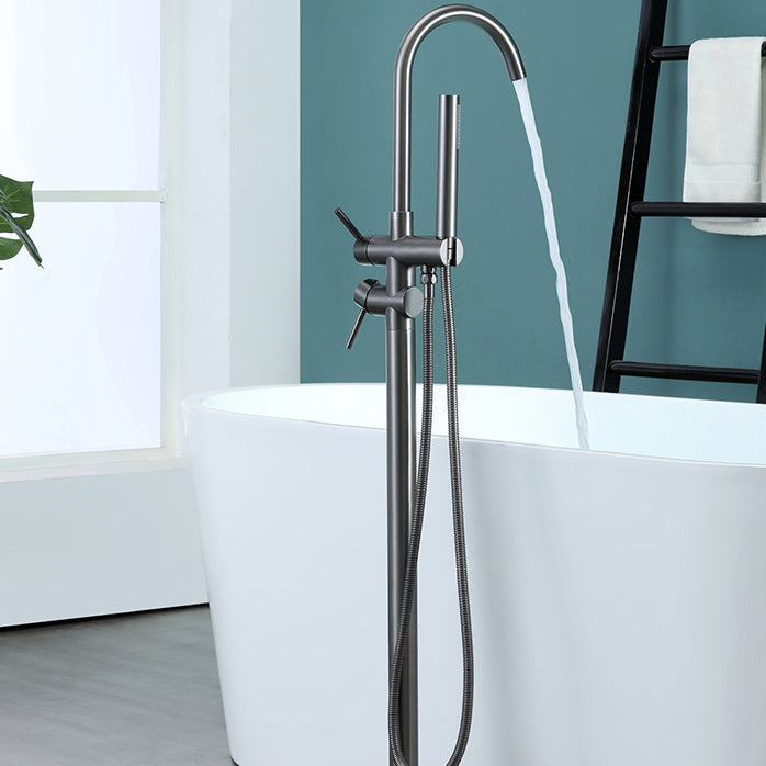 Floor Mounted Metal Freestanding Tub Filler Two Handles Freestanding Tub Filler Trim