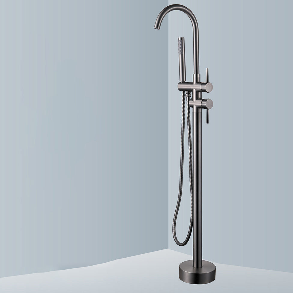 Floor Mounted Metal Freestanding Tub Filler Two Handles Freestanding Tub Filler Trim