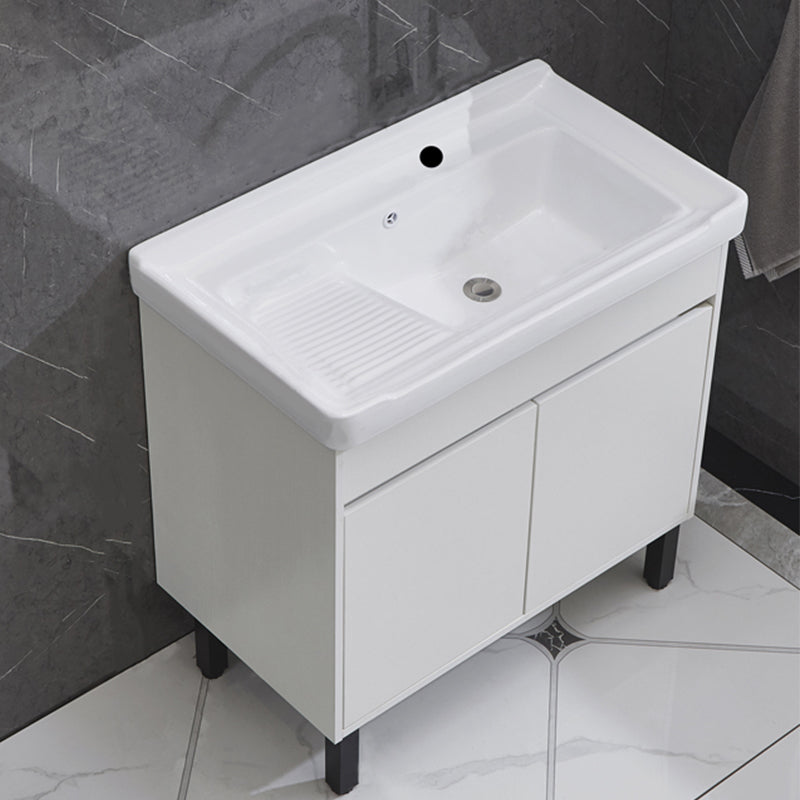 Single Sink Vanity Set Freestanding Rectangle 2 Doors Wood Bath Vanity