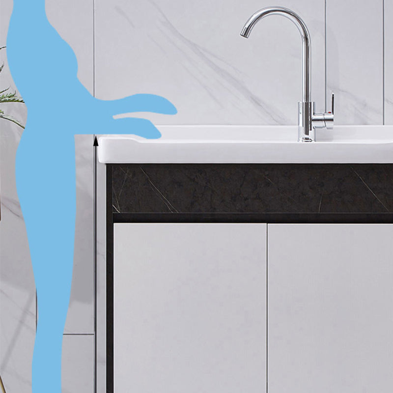 Single Sink Vanity Set Freestanding Rectangle 2 Doors Wood Bath Vanity