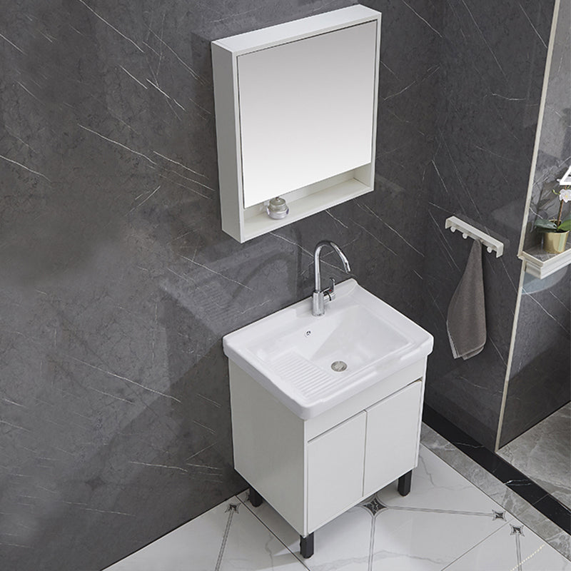 Single Sink Vanity Set Freestanding Rectangle 2 Doors Wood Bath Vanity