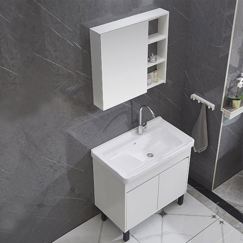 Single Sink Vanity Set Freestanding Rectangle 2 Doors Wood Bath Vanity