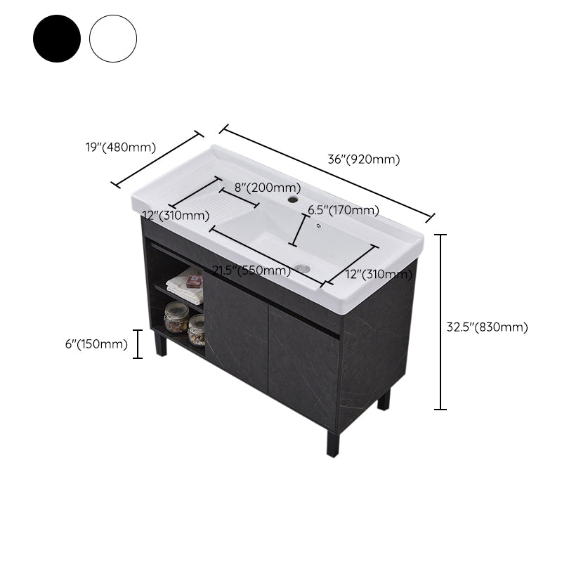 Single Sink Vanity Set Freestanding Rectangle 2 Doors Wood Bath Vanity
