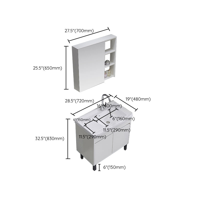Single Sink Vanity Set Freestanding Rectangle 2 Doors Wood Bath Vanity