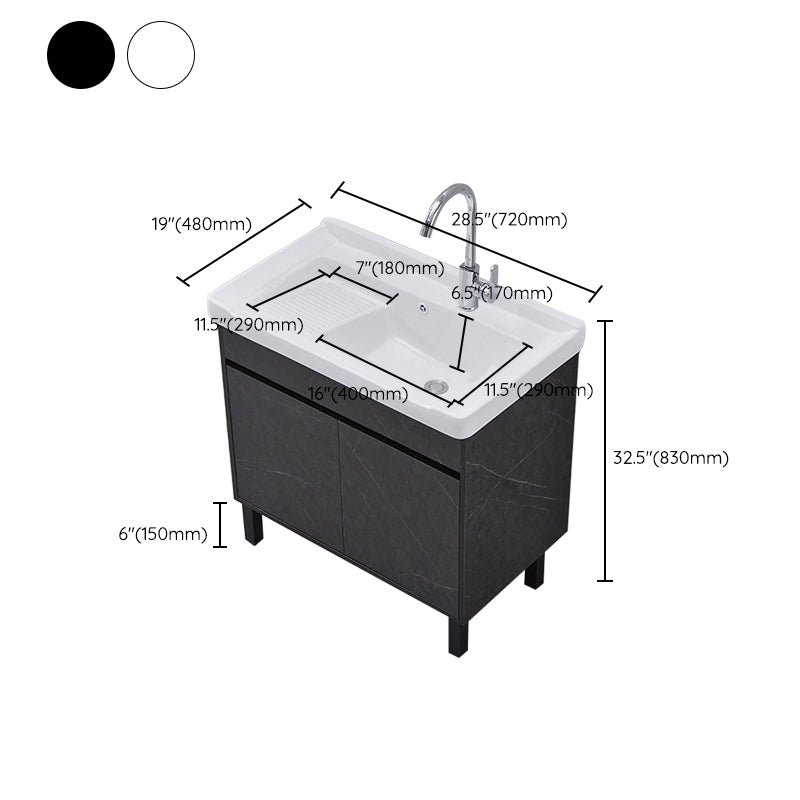 Single Sink Vanity Set Freestanding Rectangle 2 Doors Wood Bath Vanity