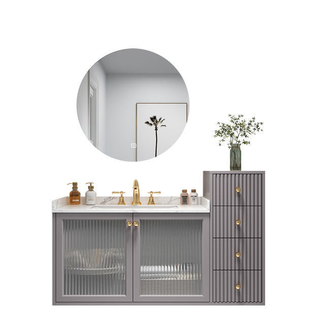 Modern Sink Vanity Wall Mount Solid Color Bathroom Vanity with Drawers