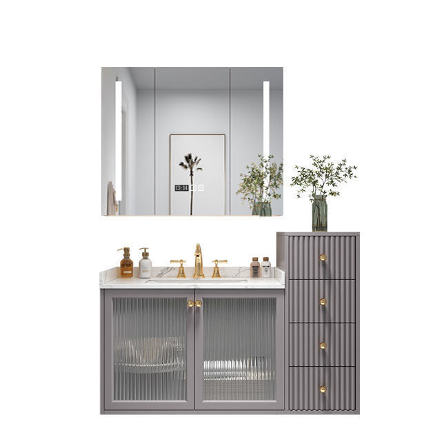 Modern Sink Vanity Wall Mount Solid Color Bathroom Vanity with Drawers