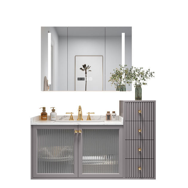 Modern Sink Vanity Wall Mount Solid Color Bathroom Vanity with Drawers