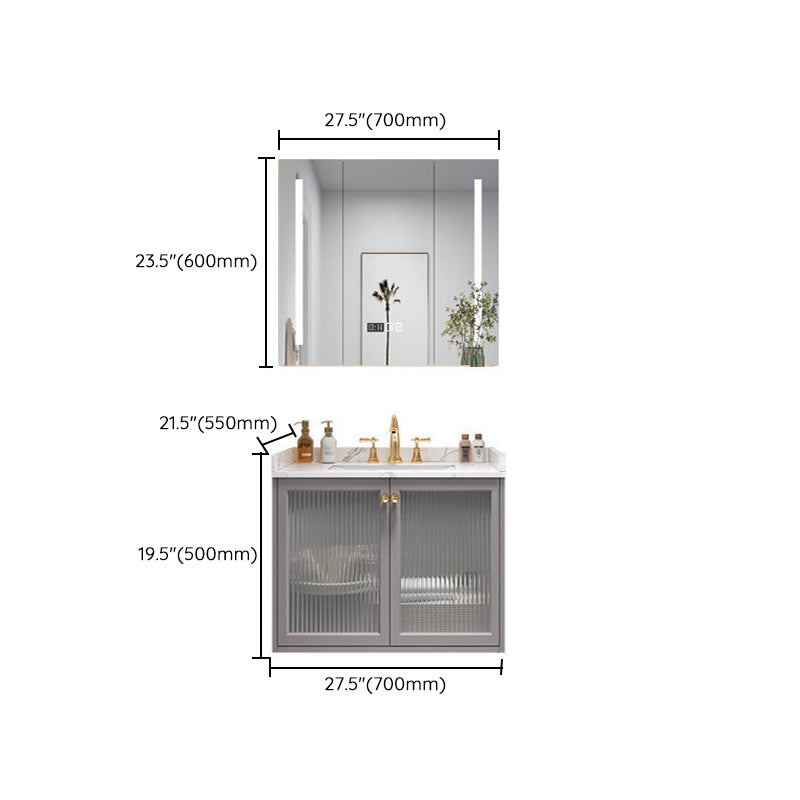 Modern Sink Vanity Wall Mount Solid Color Bathroom Vanity with Drawers