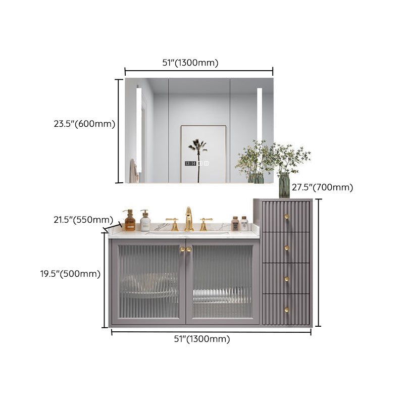 Modern Sink Vanity Wall Mount Solid Color Bathroom Vanity with Drawers