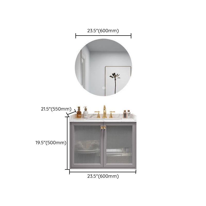 Modern Sink Vanity Wall Mount Solid Color Bathroom Vanity with Drawers