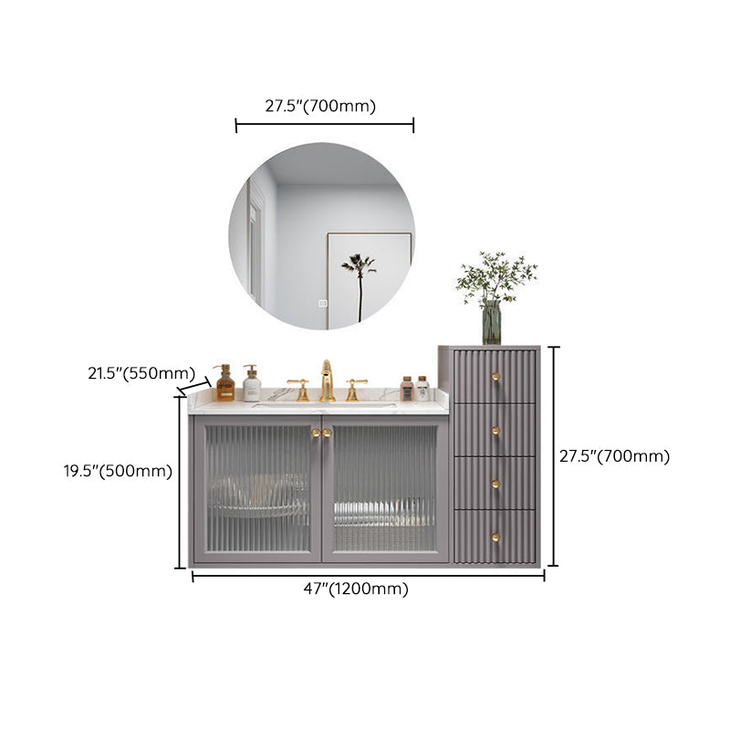 Modern Sink Vanity Wall Mount Solid Color Bathroom Vanity with Drawers