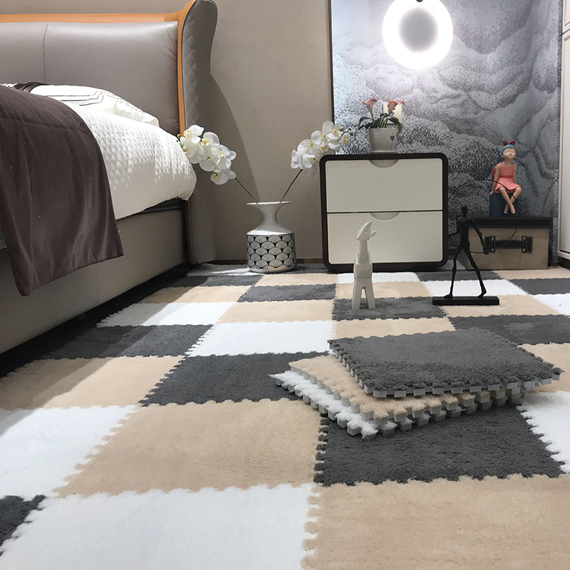 Fade Resistant Carpet Tile Solid Color Interlocking Carpet Floor Tile