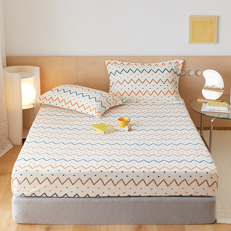 Fitted Sheet Cartoon Pattern Flannel Non-Pilling Fade Resistant Bed Sheet Set
