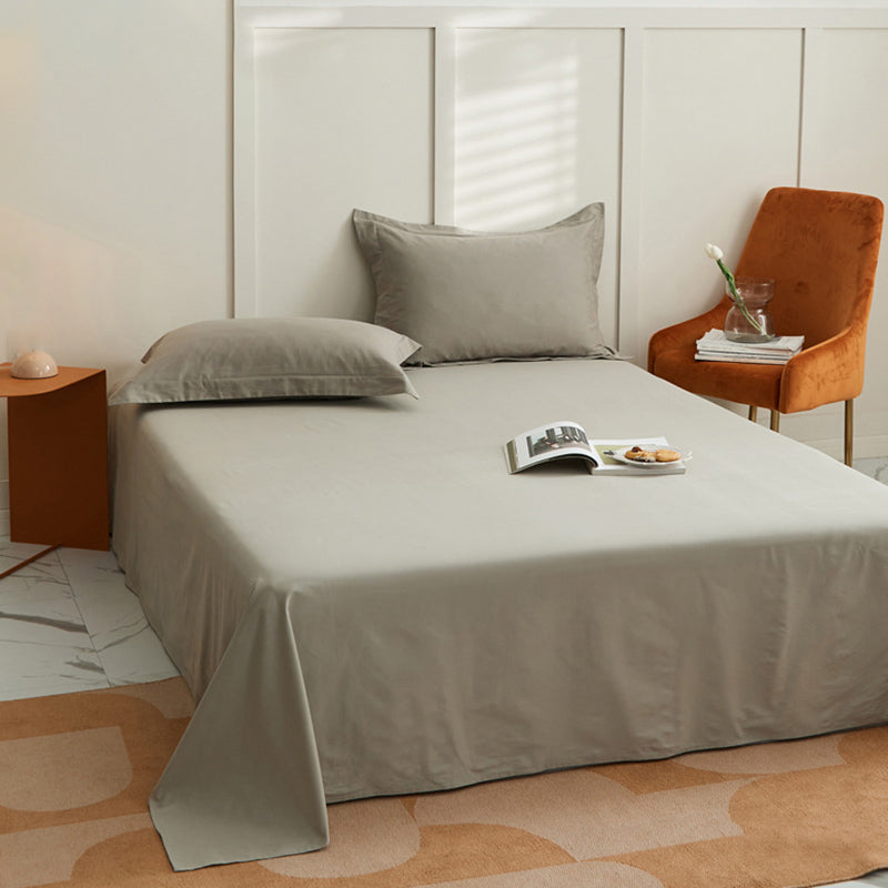 Bed Sheet Pure Color Soft Cotton Breathable 1-Piece Fitted Sheet