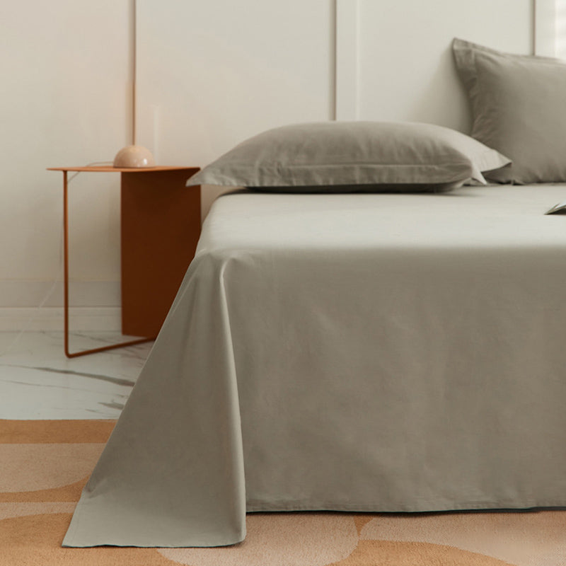 Bed Sheet Pure Color Soft Cotton Breathable 1-Piece Fitted Sheet
