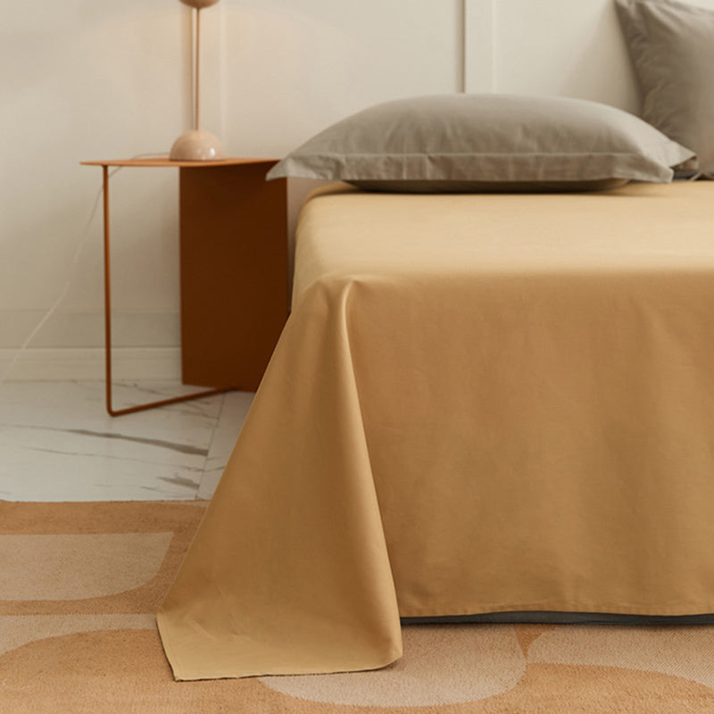 Bed Sheet Pure Color Soft Cotton Breathable 1-Piece Fitted Sheet