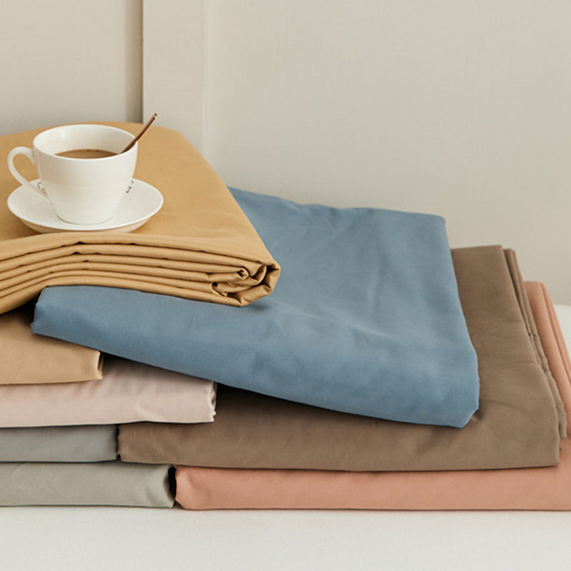 Bed Sheet Pure Color Soft Cotton Breathable 1-Piece Fitted Sheet