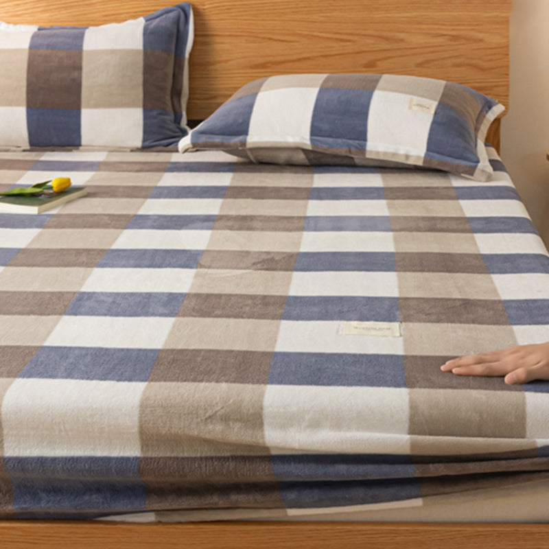 Fitted Sheet Set Flannel Fade Resistant Breathable Fitted Sheet Set