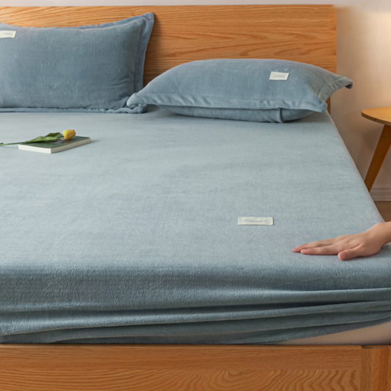 Fitted Sheet Set Flannel Fade Resistant Breathable Fitted Sheet Set