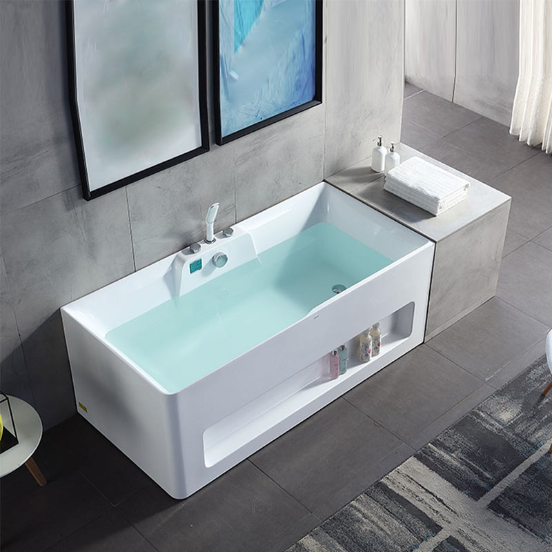 Modern Style Acrylic Bathtub Rectangle Back to Wall Bathroom Bathtub in White