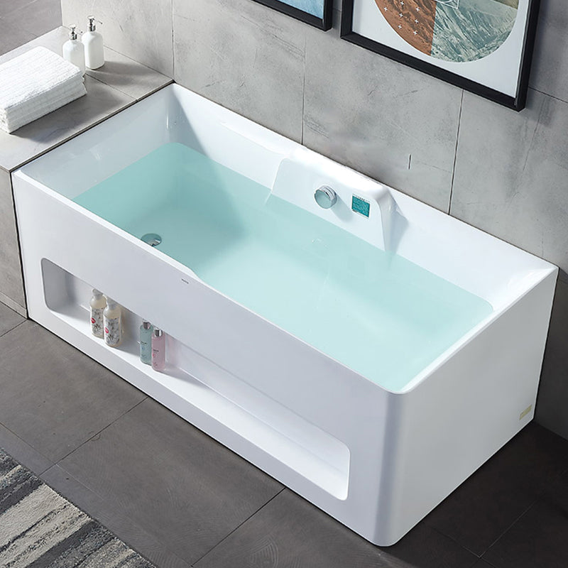 Modern Style Acrylic Bathtub Rectangle Back to Wall Bathroom Bathtub in White