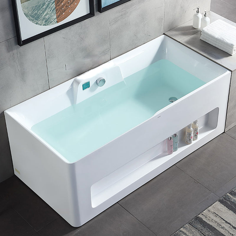 Modern Style Acrylic Bathtub Rectangle Back to Wall Bathroom Bathtub in White