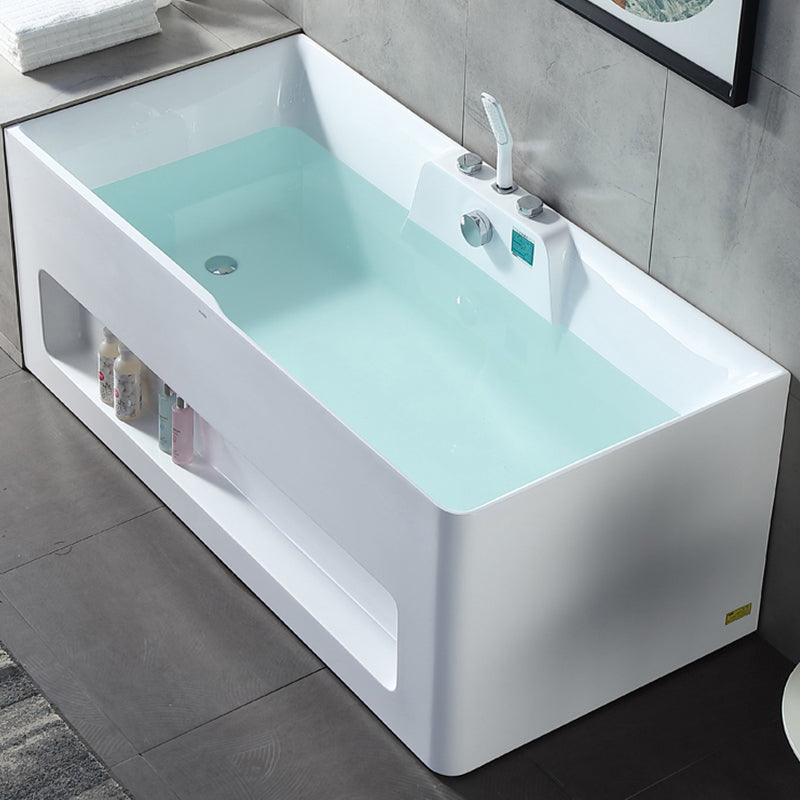Modern Style Acrylic Bathtub Rectangle Back to Wall Bathroom Bathtub in White