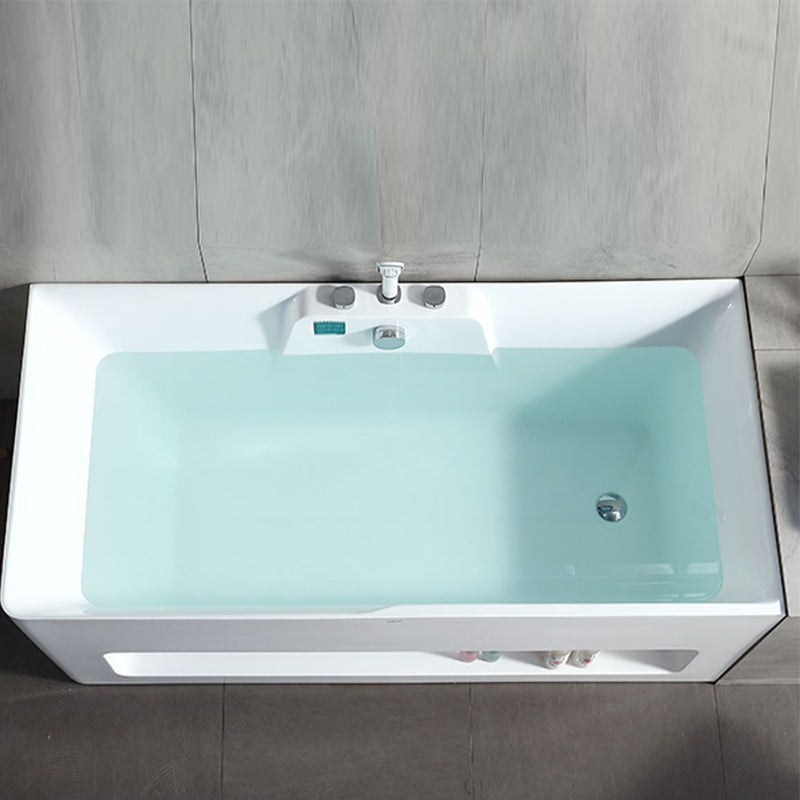 Modern Style Acrylic Bathtub Rectangle Back to Wall Bathroom Bathtub in White