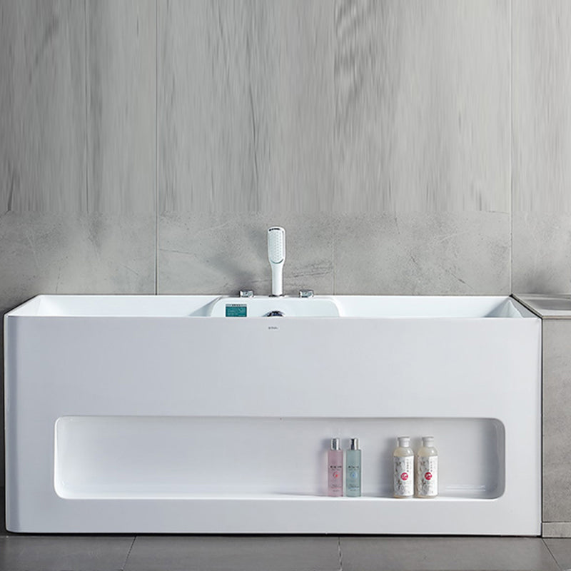 Modern Style Acrylic Bathtub Rectangle Back to Wall Bathroom Bathtub in White