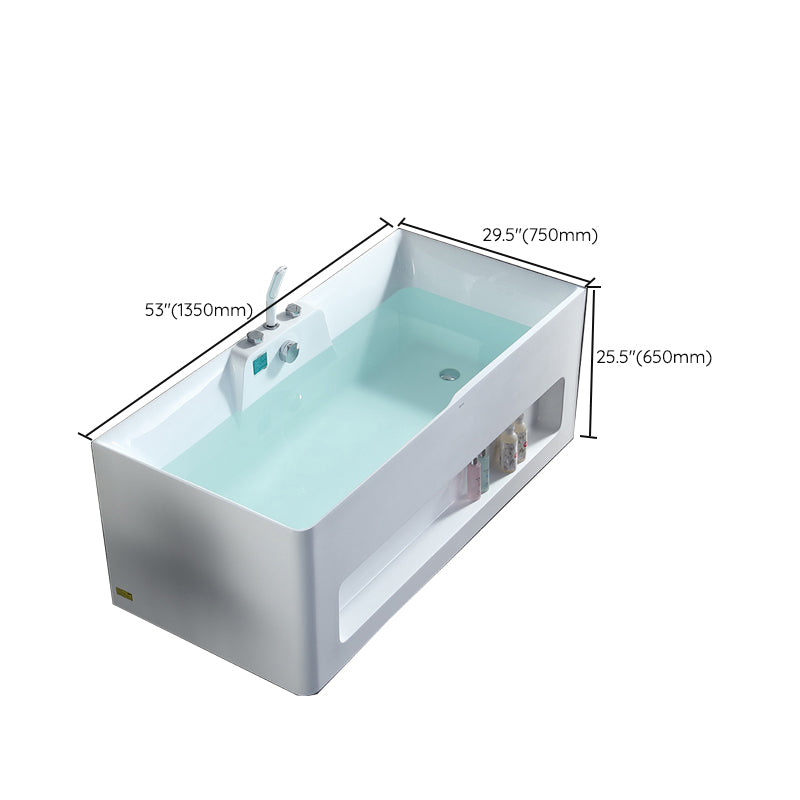 Modern Style Acrylic Bathtub Rectangle Back to Wall Bathroom Bathtub in White