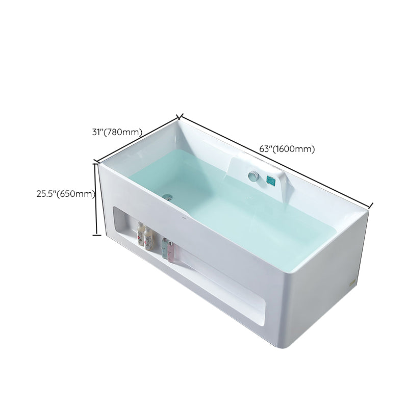 Modern Style Acrylic Bathtub Rectangle Back to Wall Bathroom Bathtub in White