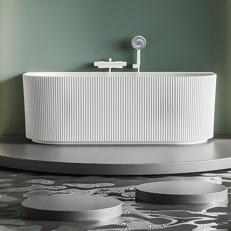 Modern White Acrylic Soaking Bathtub Rectangle Back to Wall Bathtub