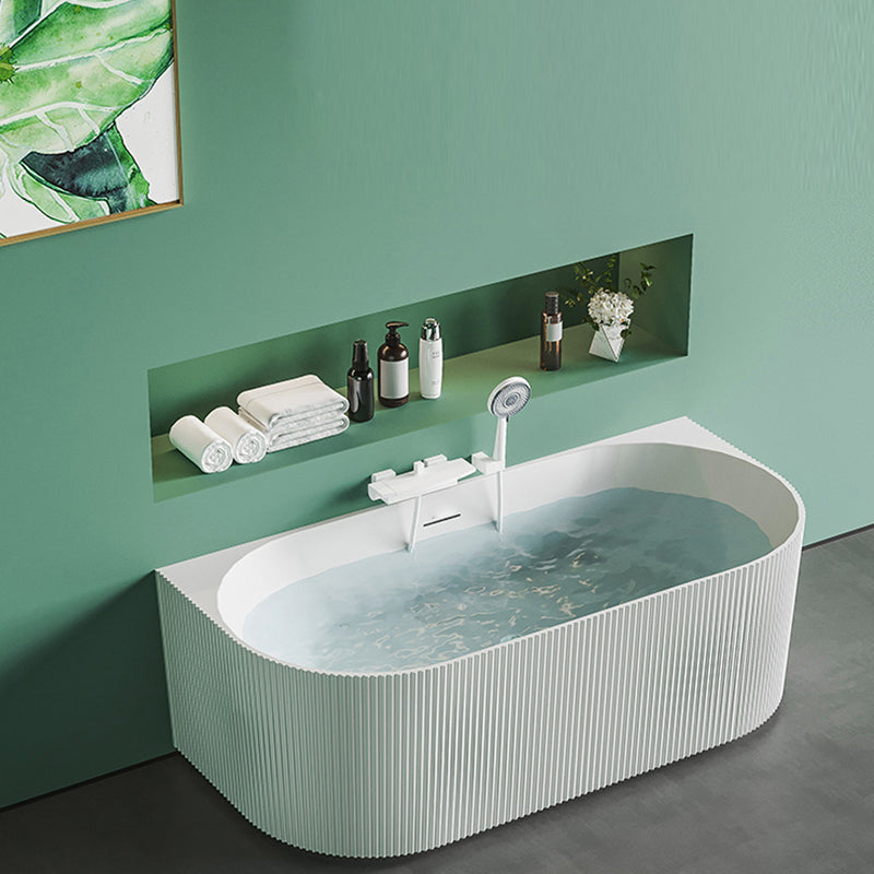 Modern White Acrylic Soaking Bathtub Rectangle Back to Wall Bathtub