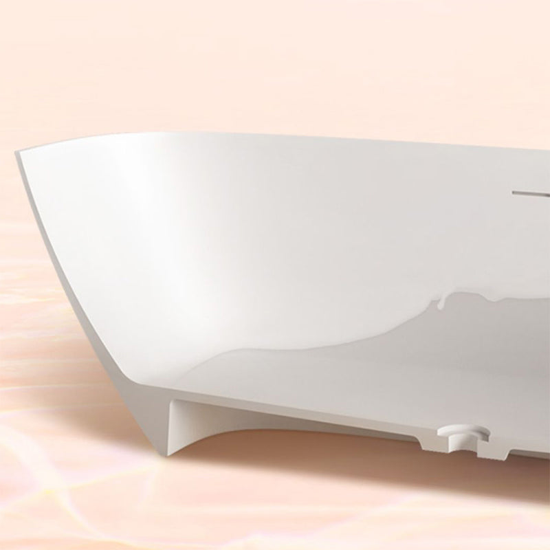 White Freestanding Soaking Bathtub Modern Rectangle Stone Bathtub