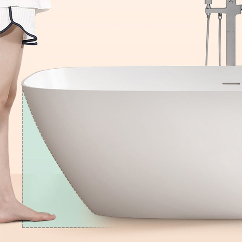 White Freestanding Soaking Bathtub Modern Rectangle Stone Bathtub