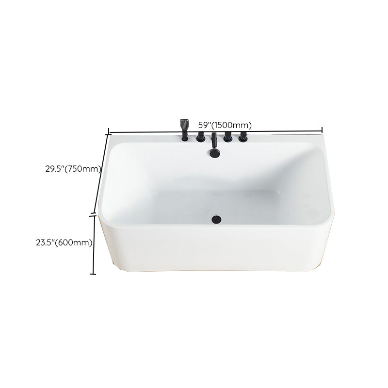 Rectangle Air / Whirlpool Bathtub Modern Back to Wall Acrylic Bathtub
