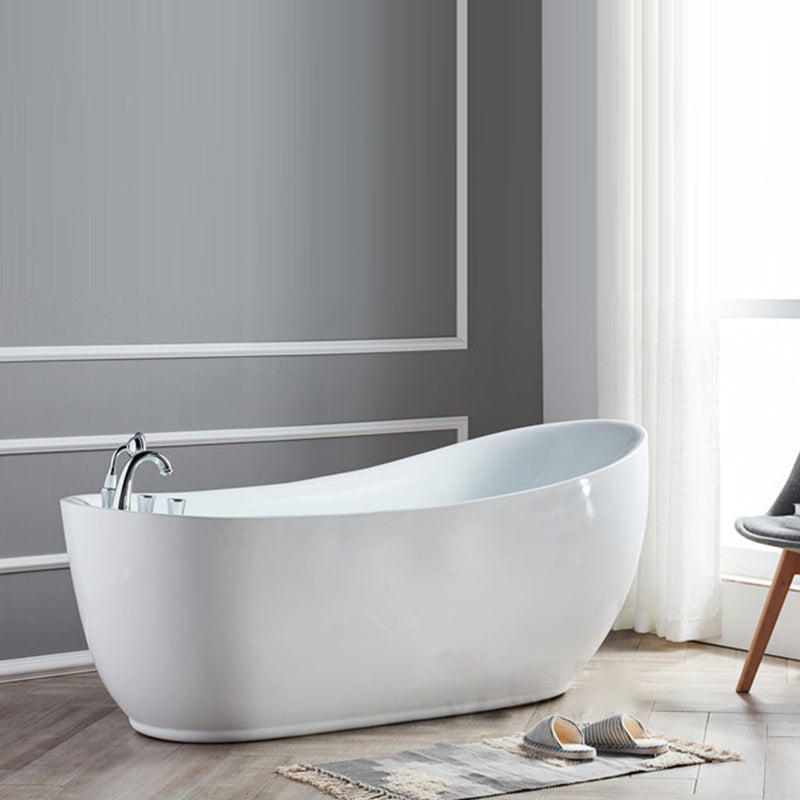 Modern Style Freestanding Bath Tub Acrylic Free Form Bathtub in White
