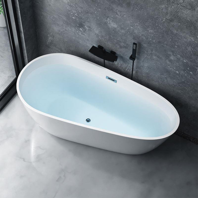 Modern Acrylic Bathtub Freestanding Soaking Bathtub with Drain Bathtub and Overflow Hole