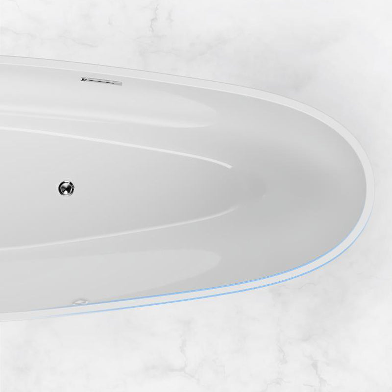 Modern Acrylic Bathtub Freestanding Soaking Bathtub with Drain Bathtub and Overflow Hole
