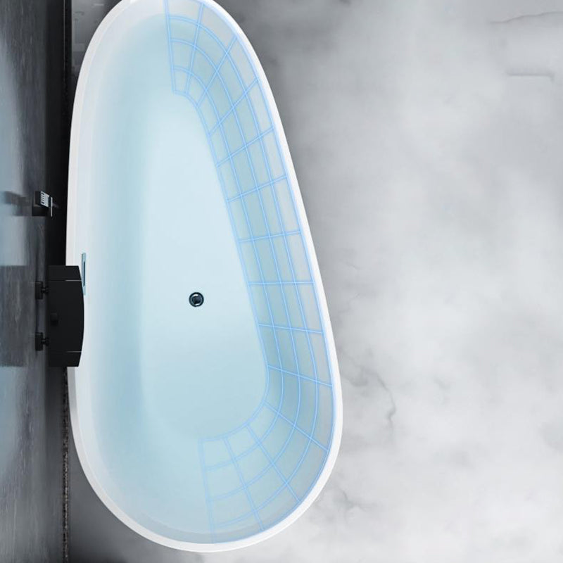 Modern Acrylic Bathtub Freestanding Soaking Bathtub with Drain Bathtub and Overflow Hole