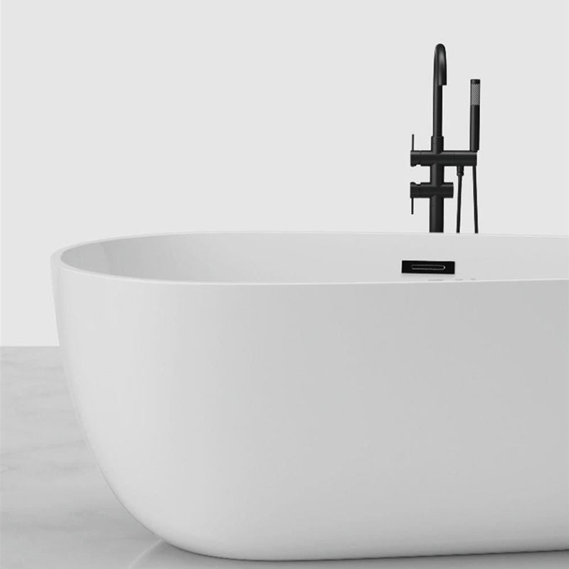 Modern Acrylic Bathtub Freestanding Soaking Bathtub with Drain Bathtub and Overflow Hole