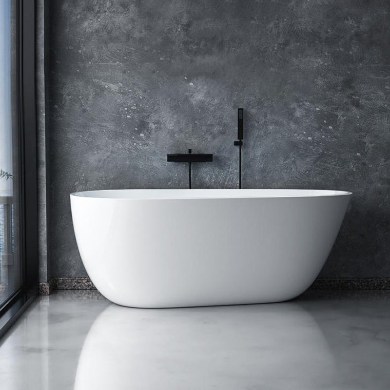 Modern Acrylic Bathtub Freestanding Soaking Bathtub with Drain Bathtub and Overflow Hole